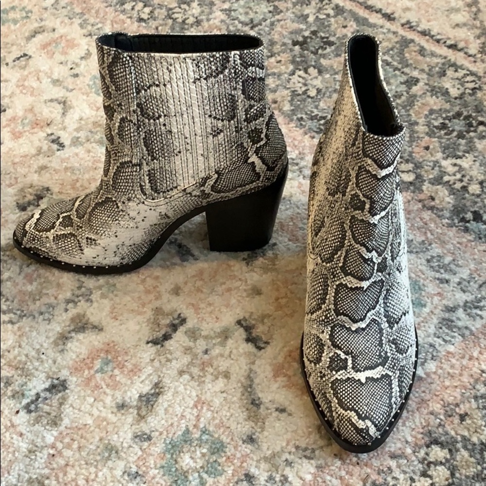 Chinese Laundry snakeskin booties